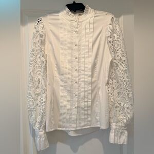 Haute Hippie Ivory Lace Sleeve Blouse